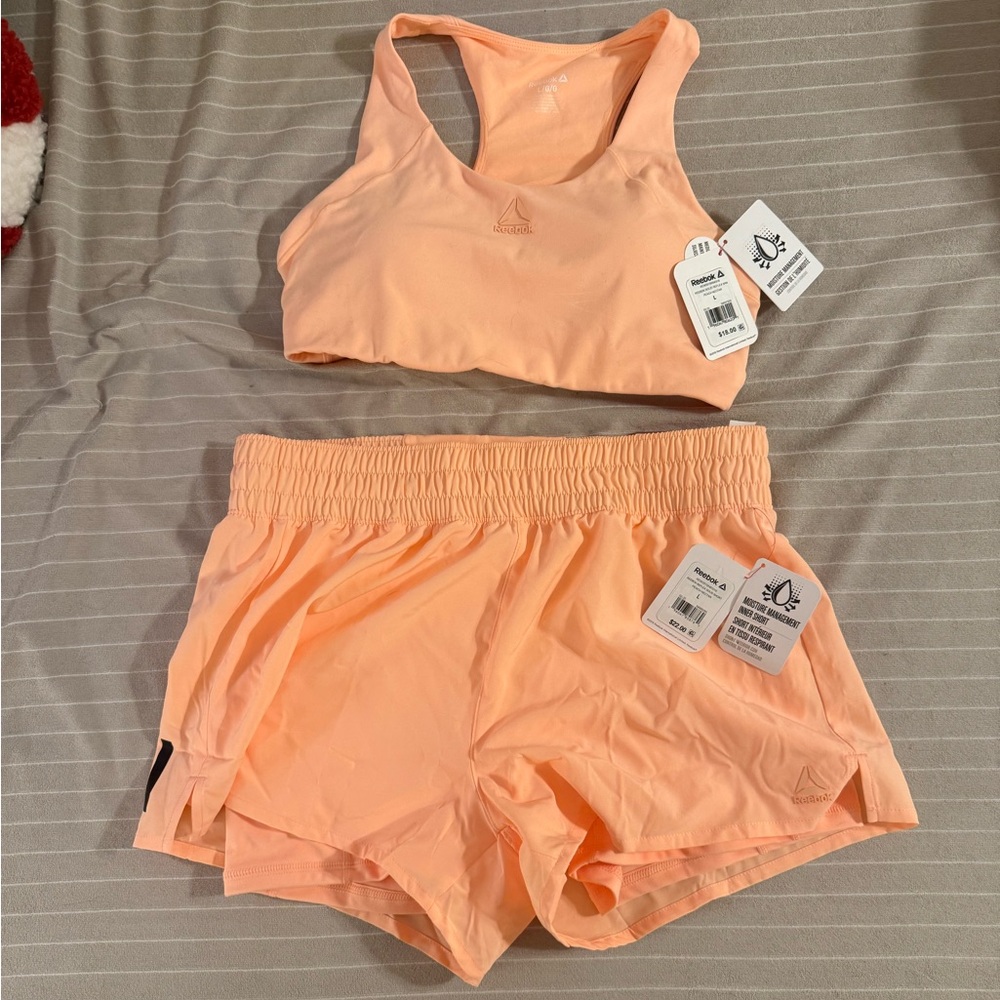 Reebok Coral Sports Bra and Shorts Set